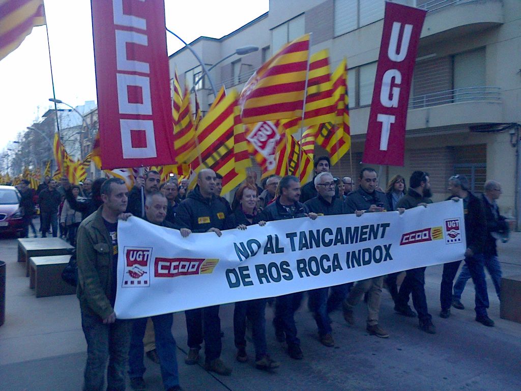 Manifestació en defensa dels llocs de treball a Indox
