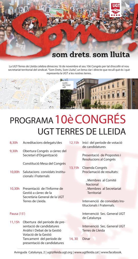 La UGT-Terres de Lleida celebra el seu 10è Congrés