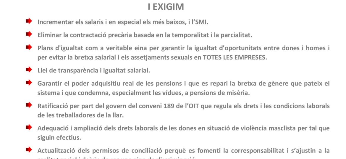 MANIFEST UGT CONVOCATÒRIA DE VAGA 8 DE MARÇ