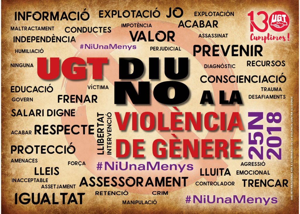La UGT-Terres de Lleida se suma als actes convocats en el marc del 25N, Dia Internacional per a l'Eliminació de la Violència contra les Dones