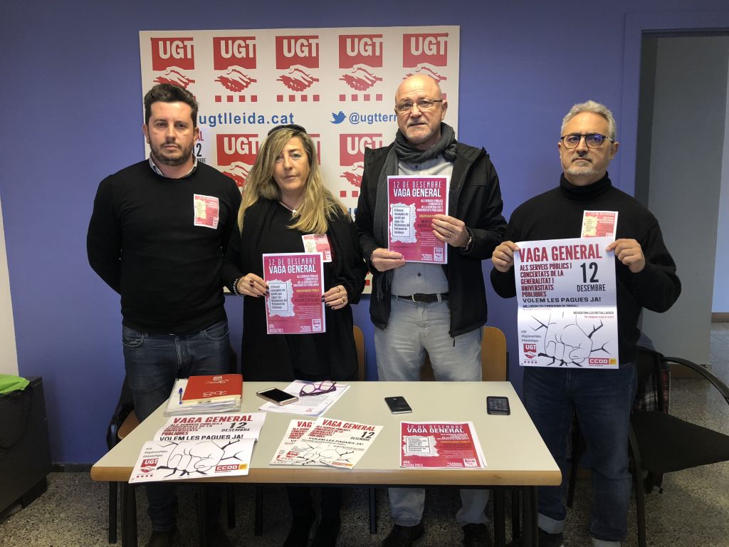 La UGT-Terres de Lleida anuncia diverses accions durant la jornada de vaga del 12-D